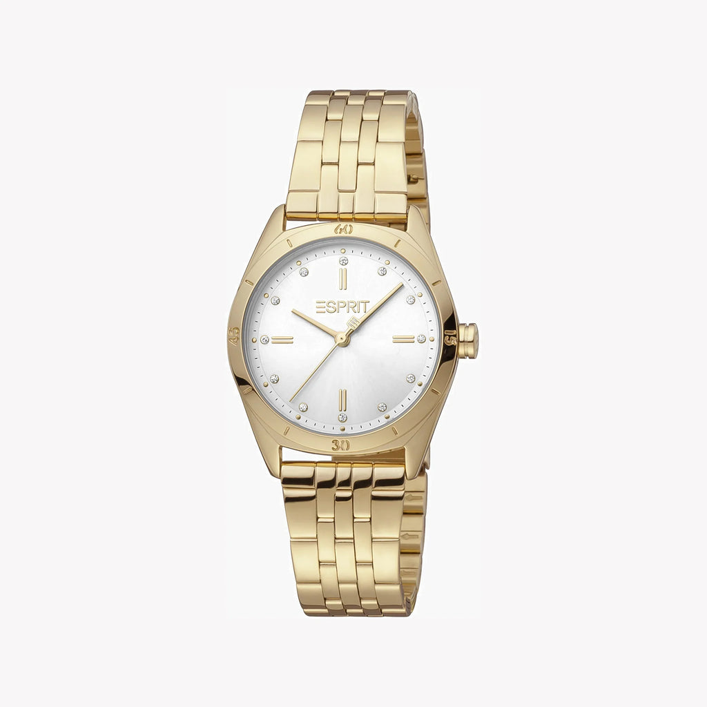 Esprit Women's Gold Stainless Steel Watch, Silver Dial | Es1l131m0015