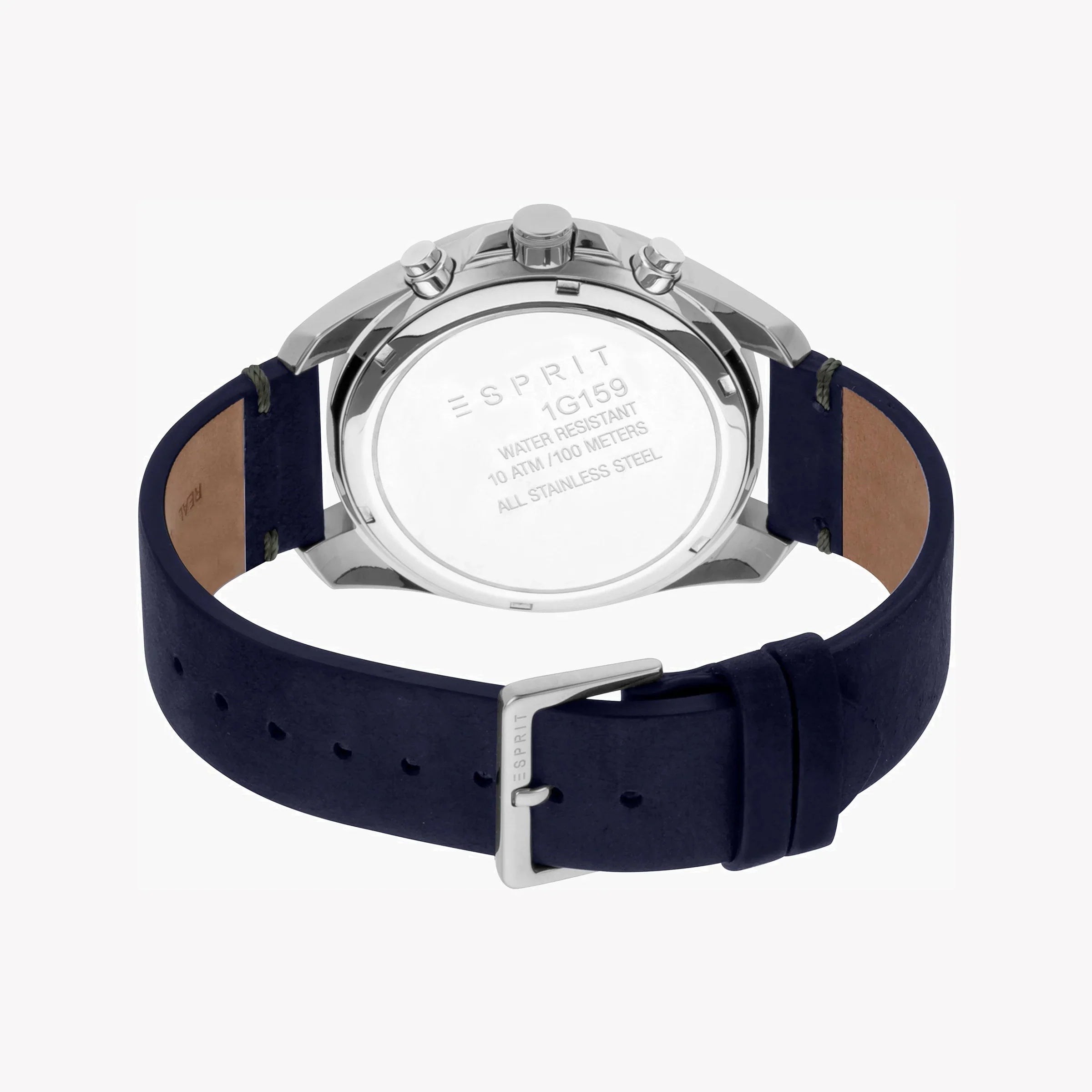 Esprit Men's Blue Leather Watch, Silver Dial | Es1g200m0025