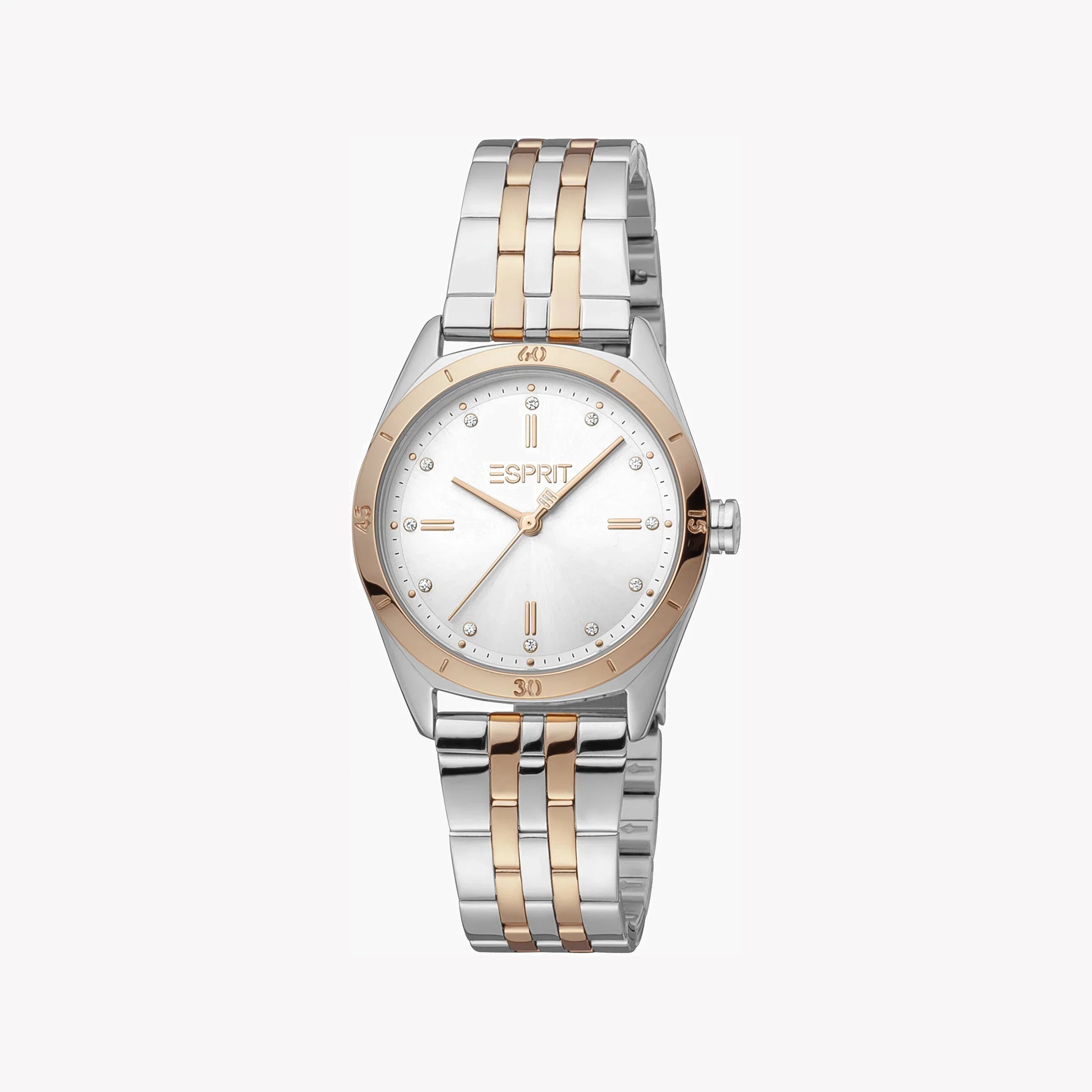 Esprit Women's Silver & Rose Gold Watch, Silver Dial | Es1l085m0065