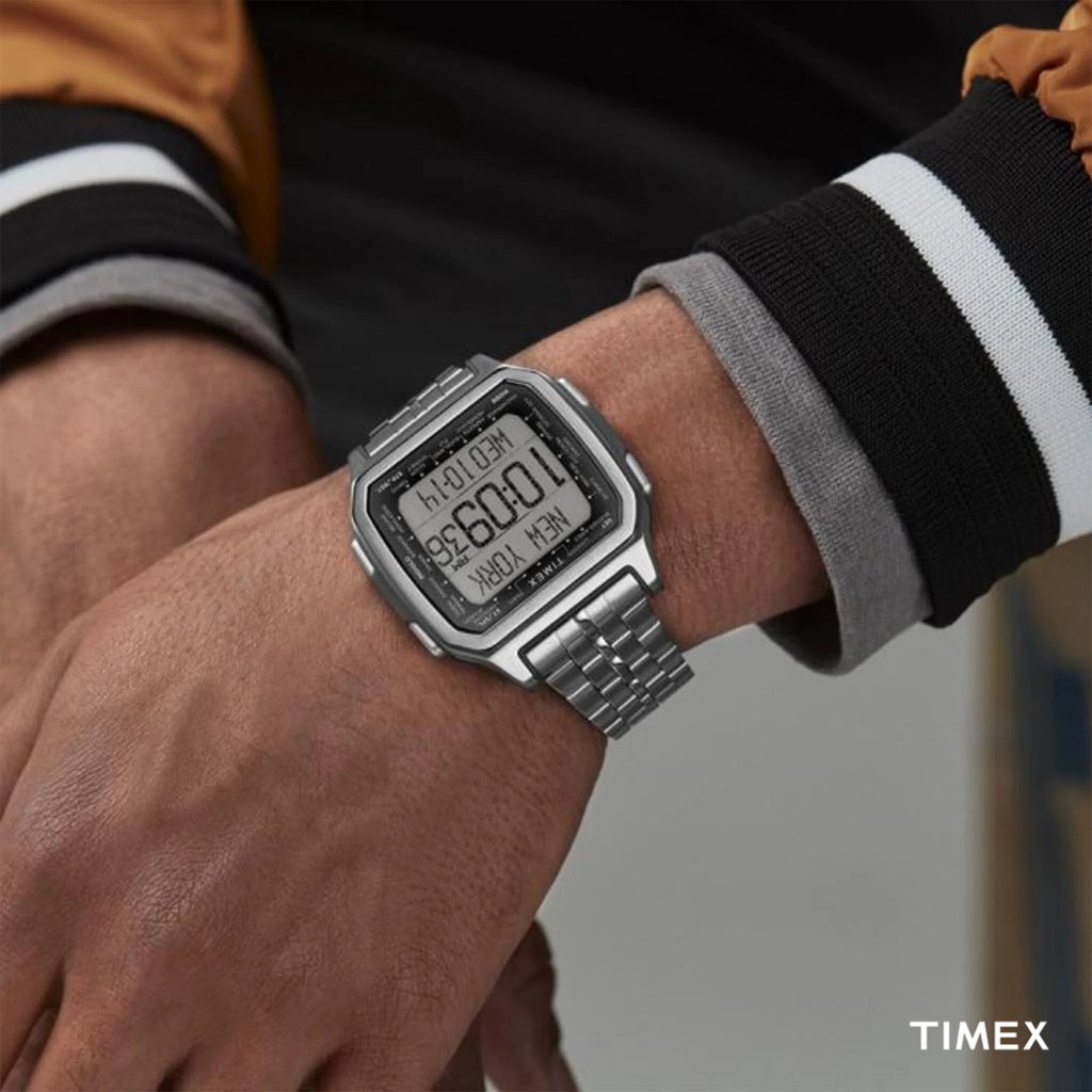 Timex Men's Silver Stainless Steel Watch, Digital Dial | Tw2u17000